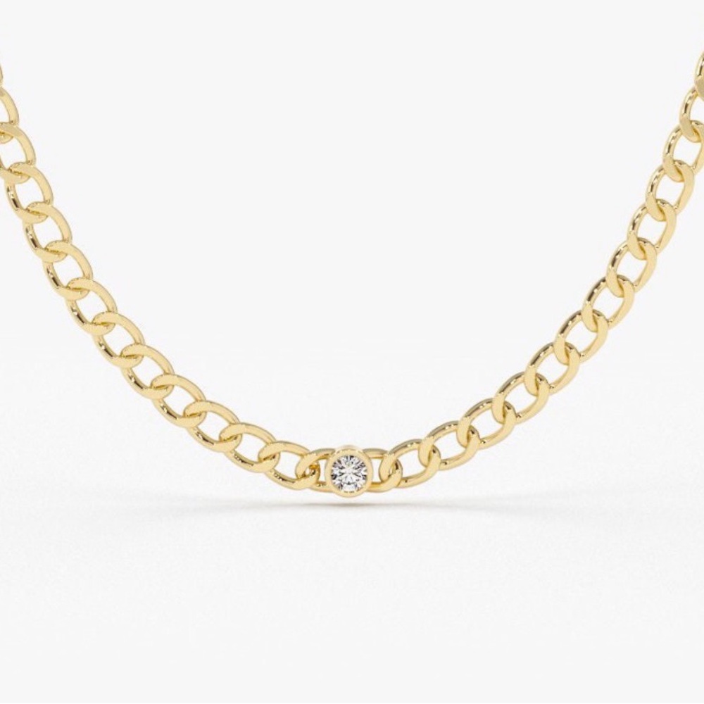 14k Gold Necklace with Diamond Accent